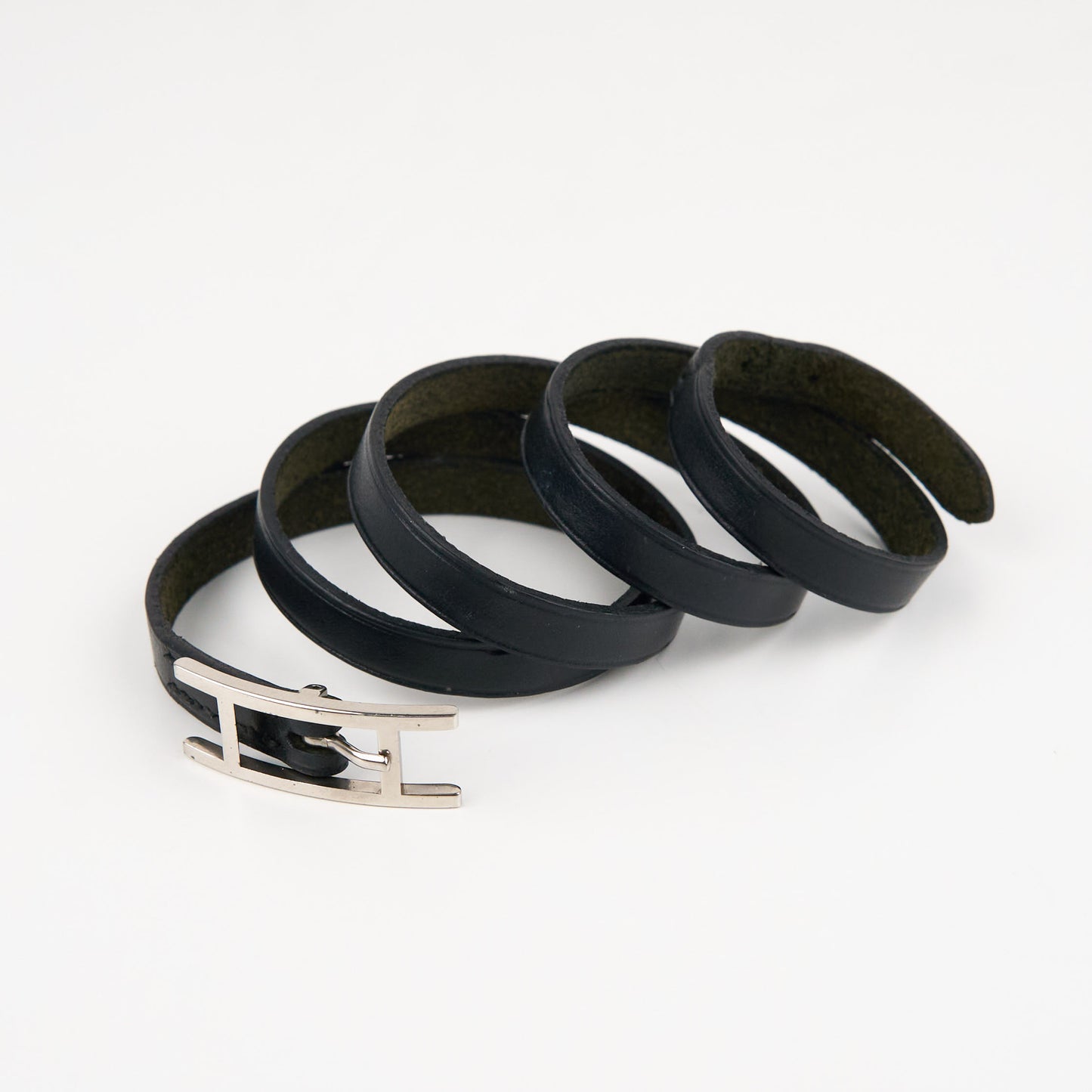 Hermes | Hapi Quad Tour Leather Bracelet Black Box Calf 2001