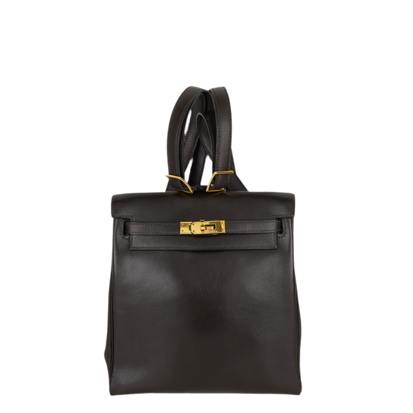 Hermes| Kelly Ado PM Backpack Chocolat Box Calf 1998