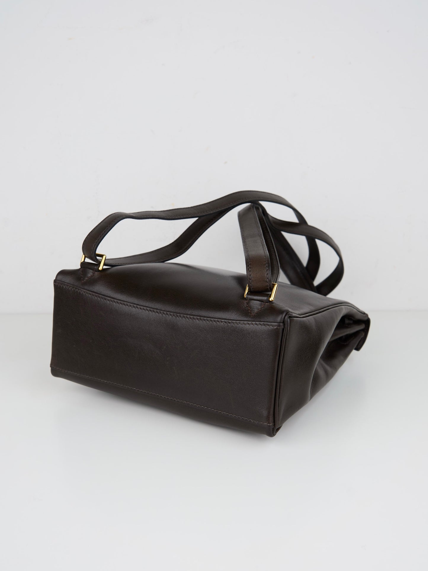 Hermes| Kelly Ado PM Backpack Chocolat Box Calf 1998