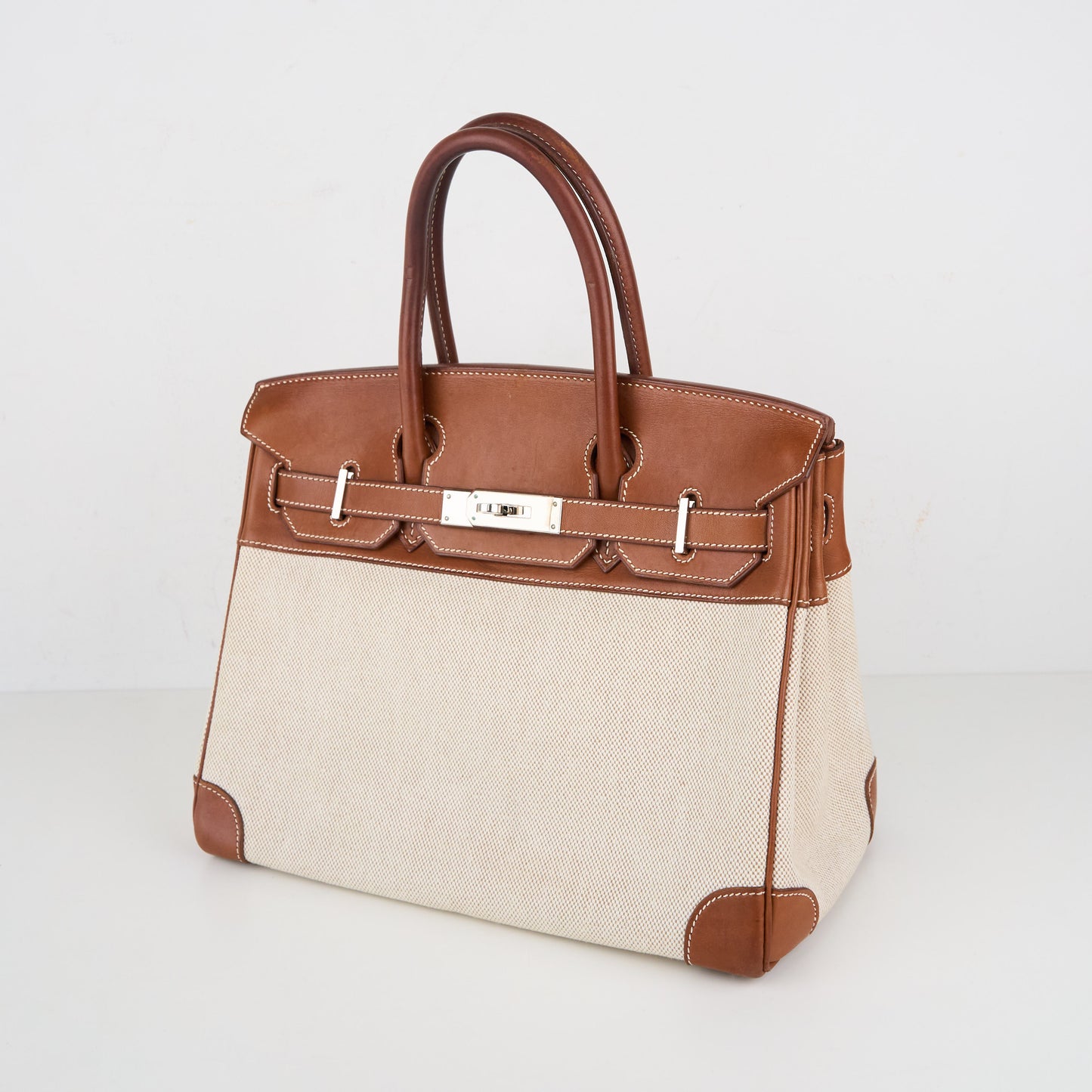 Hermes|Birkin 30 Handbag Barenia/Toile Faubourg Canvas 2003