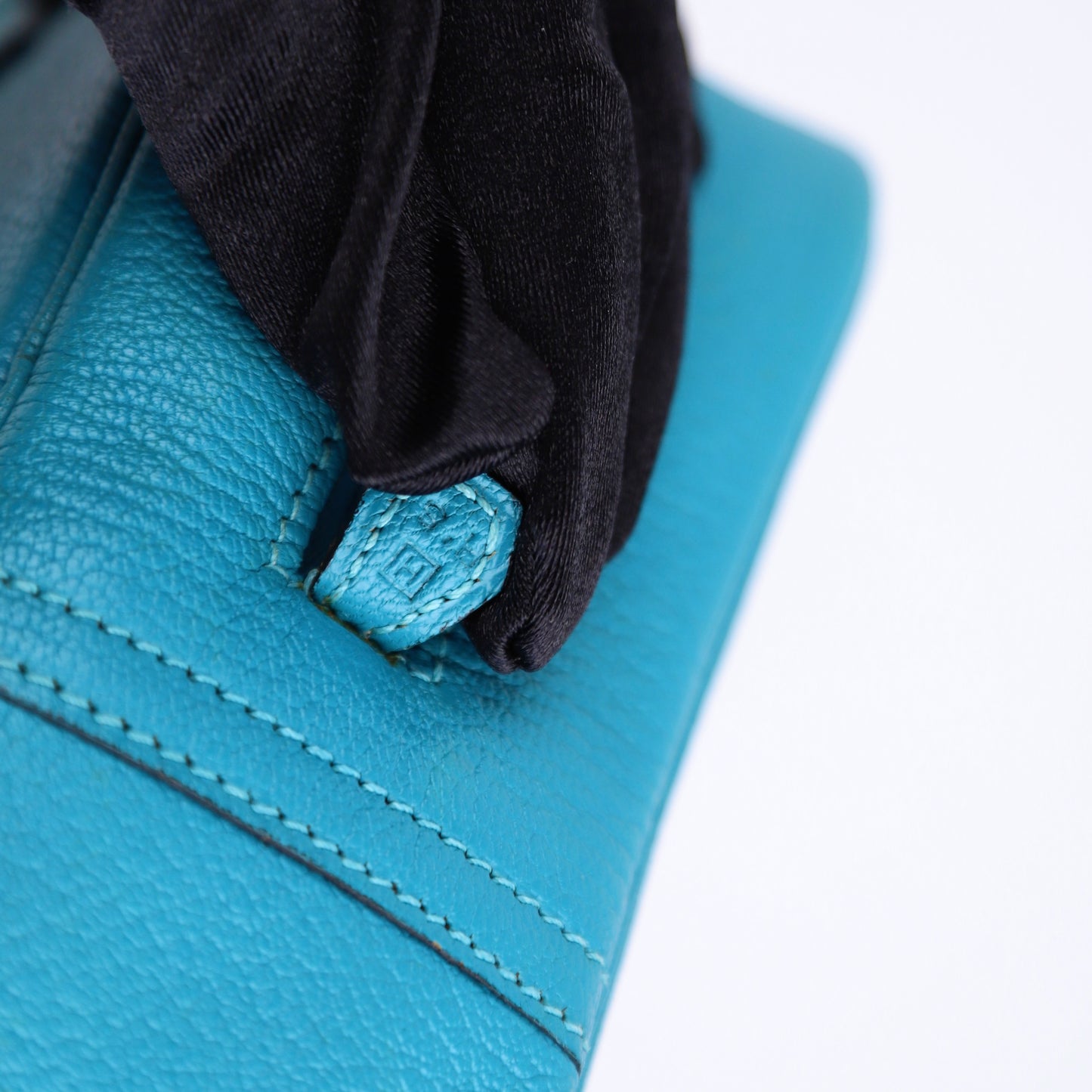 Hermes Plume Mini Handbag in Turquoise Chevre 2004, year stamp, square H,2004