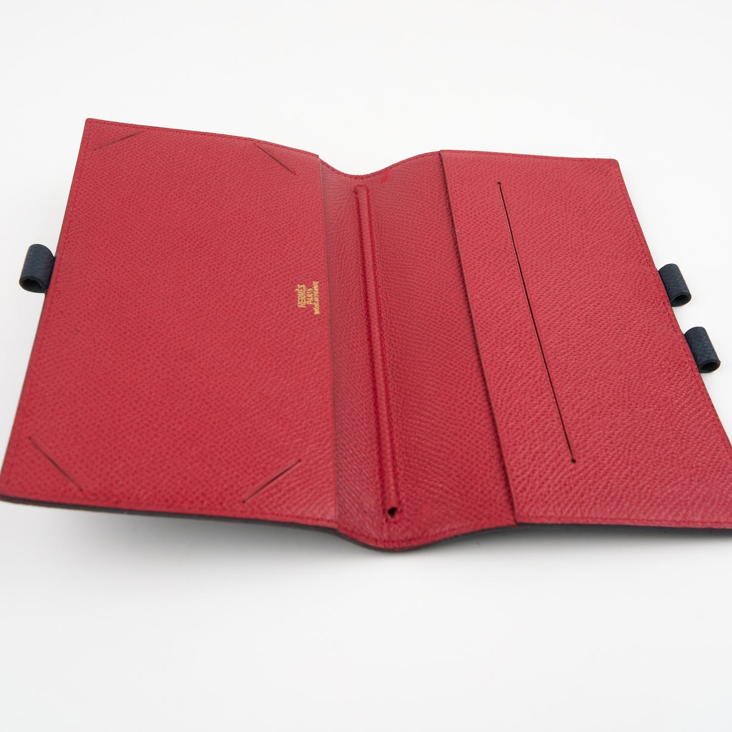 Hermes| Journal Case Passport Cover Blue Nuit/Rouge Grenat Epsom 1996