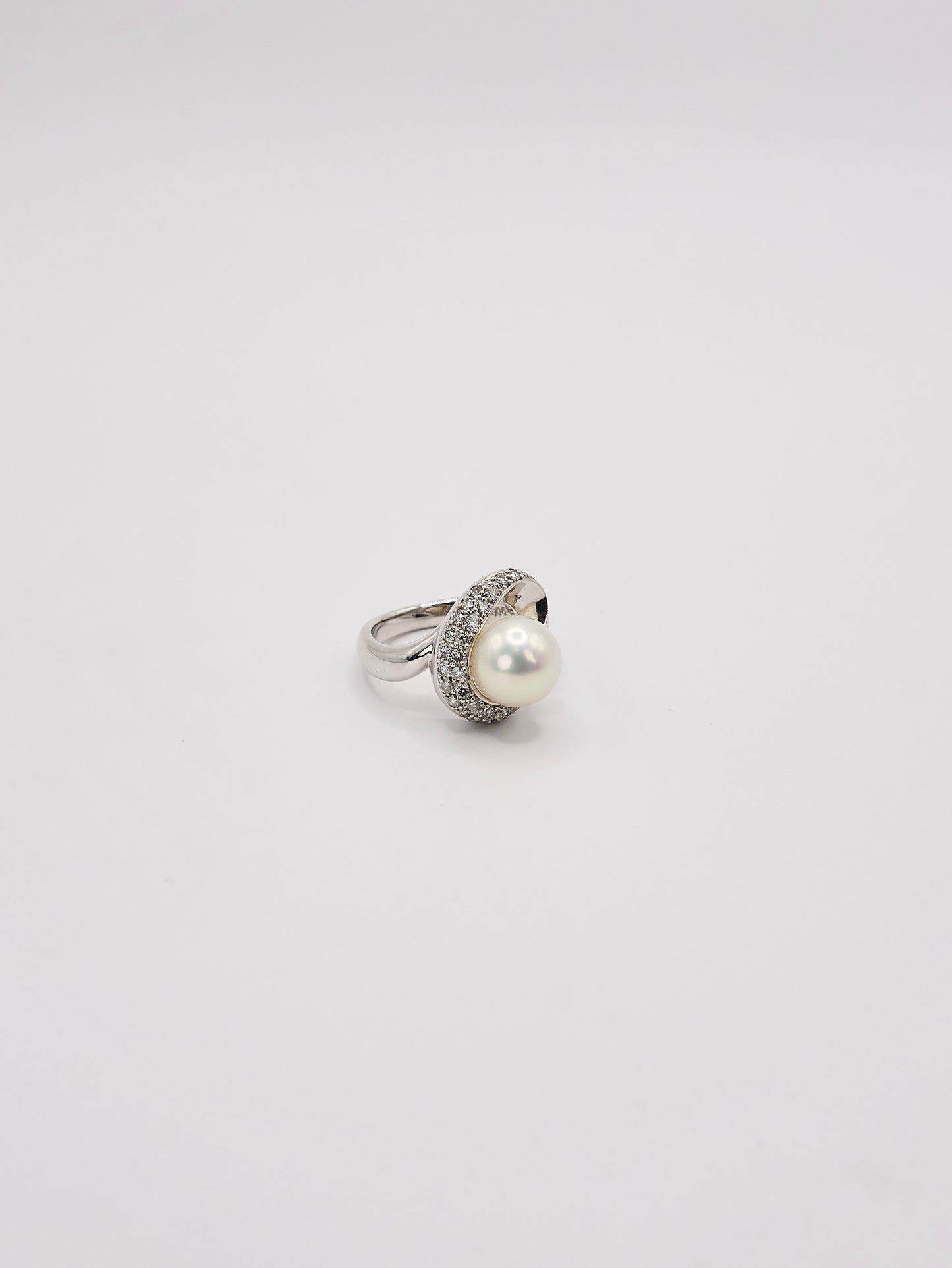 9.3mm Akoya Pearl Diamond Ring PT900 #15