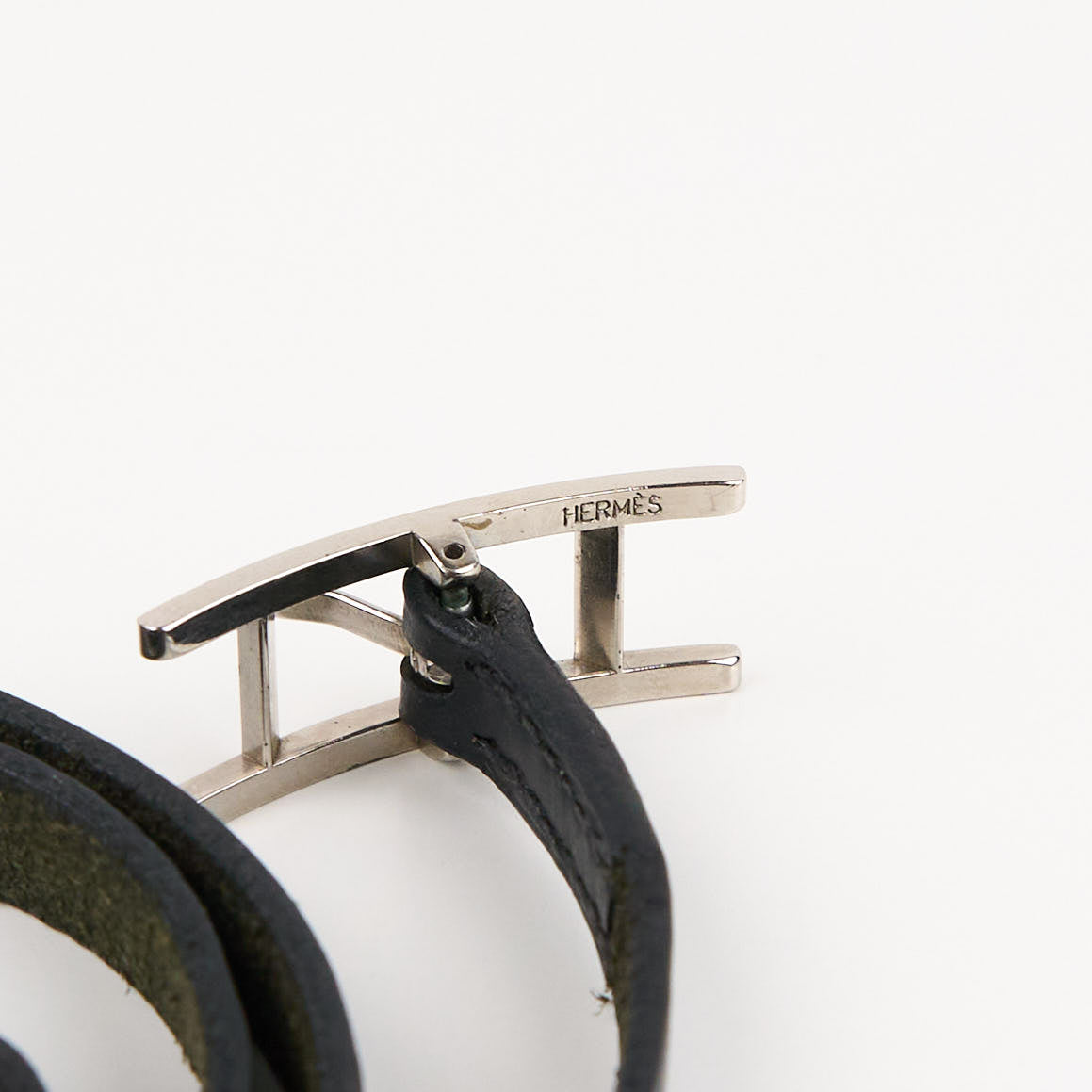 Hermes | Hapi Quad Tour Leather Bracelet Black Box Calf 2001