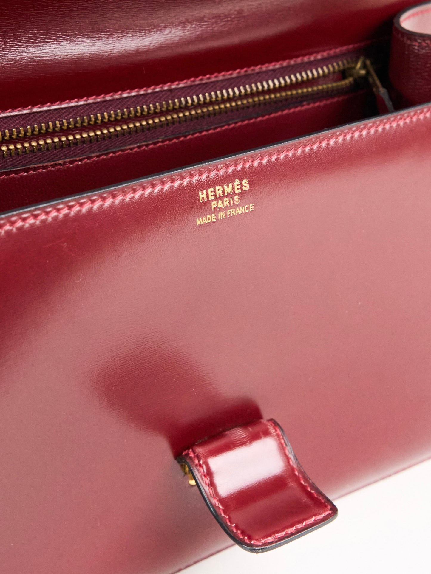 Hermes | sologne Vintage Shoulder Bag box calf burgundy 1981