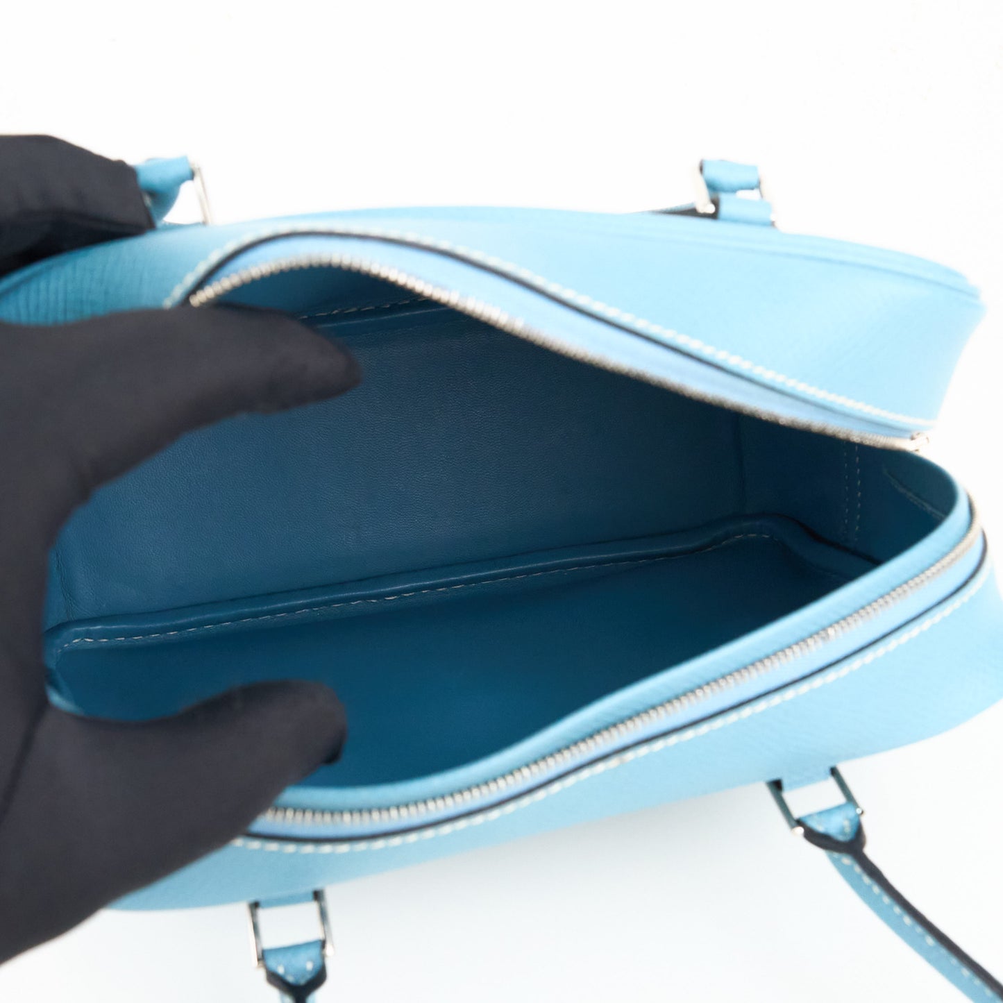 Hermes| Plume 20 Mini Plume Handbag Epsom Blue Jean 2008
