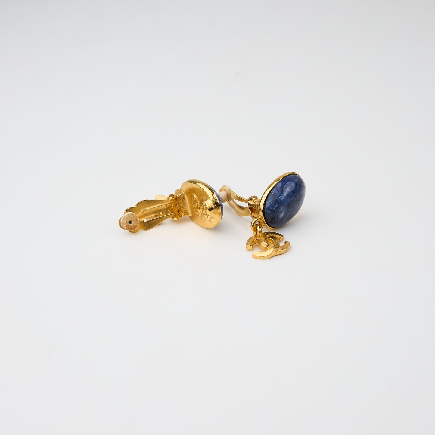 Chanel|Vintage Gold plated Earrings Lapis 96A