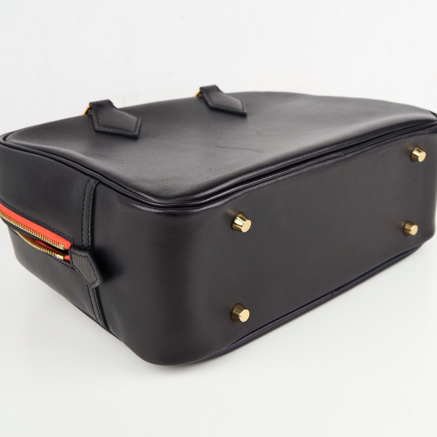 Hermes|Plume 28 Handbag Evergrain Black/Orange Poppy 2016