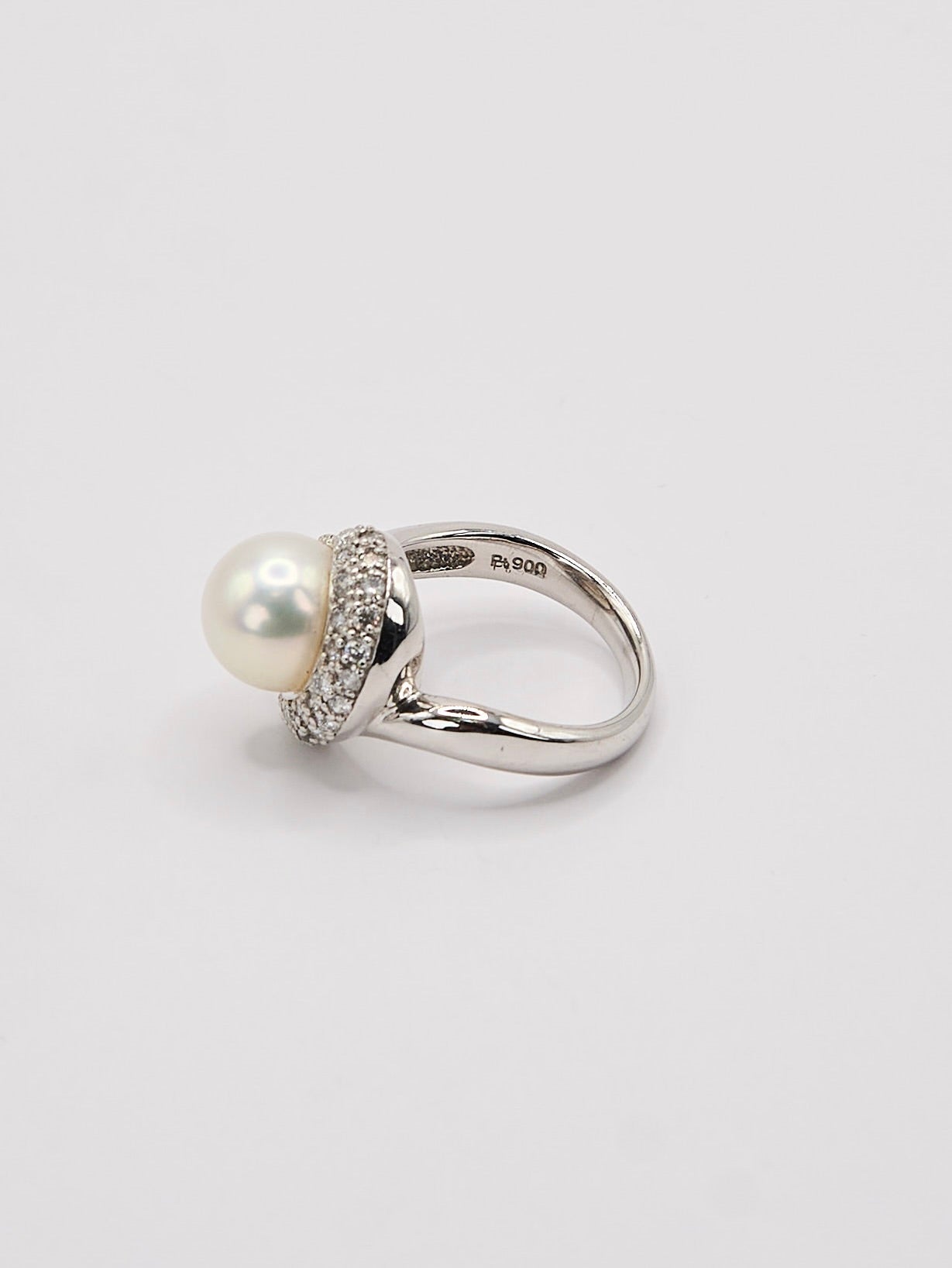 9.3mm Akoya Pearl Diamond Ring PT900 #15