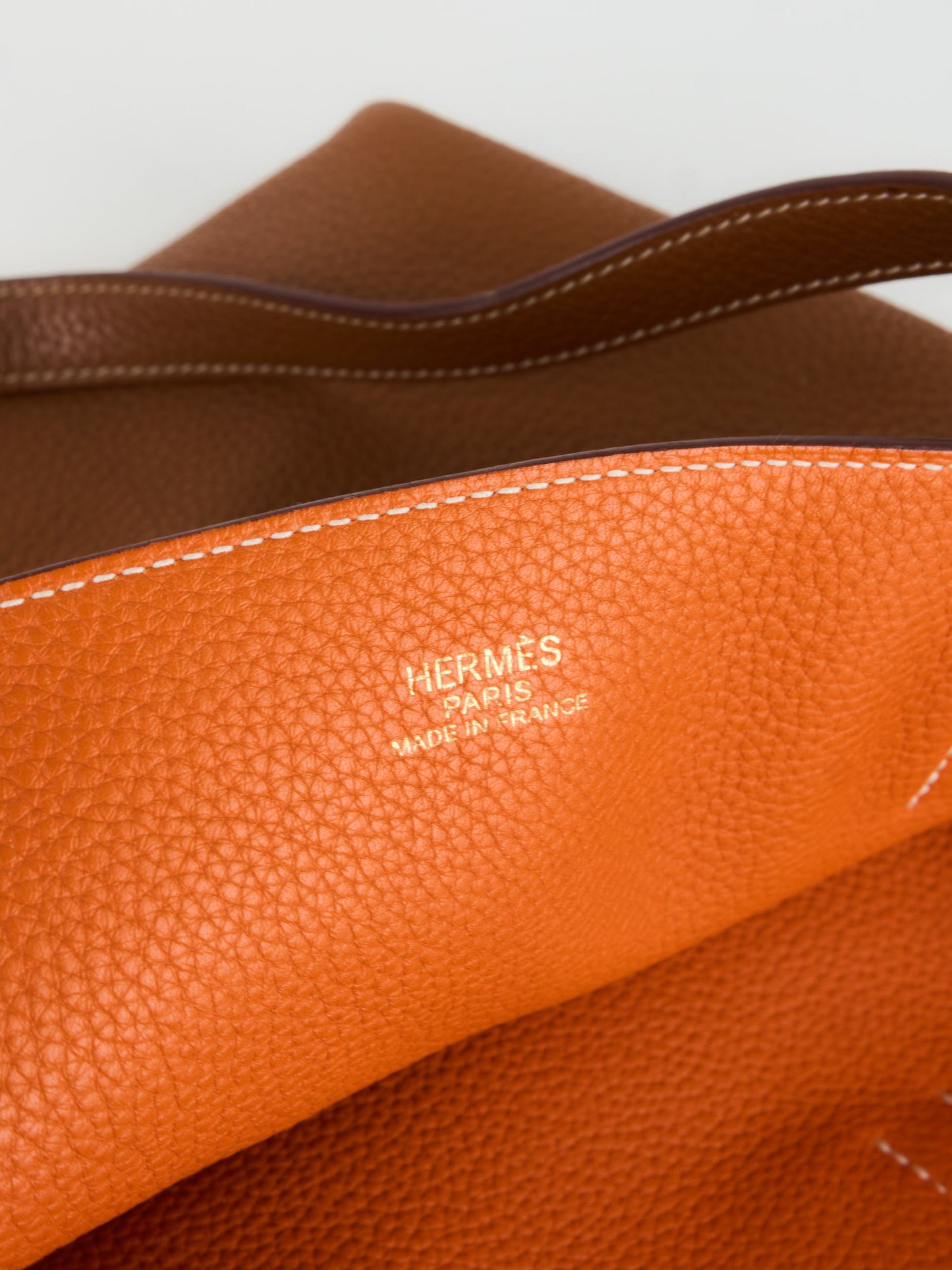 Hermes| Double Sens shoulder bag reversible Tote bag Gold/Orange Togo 2009
