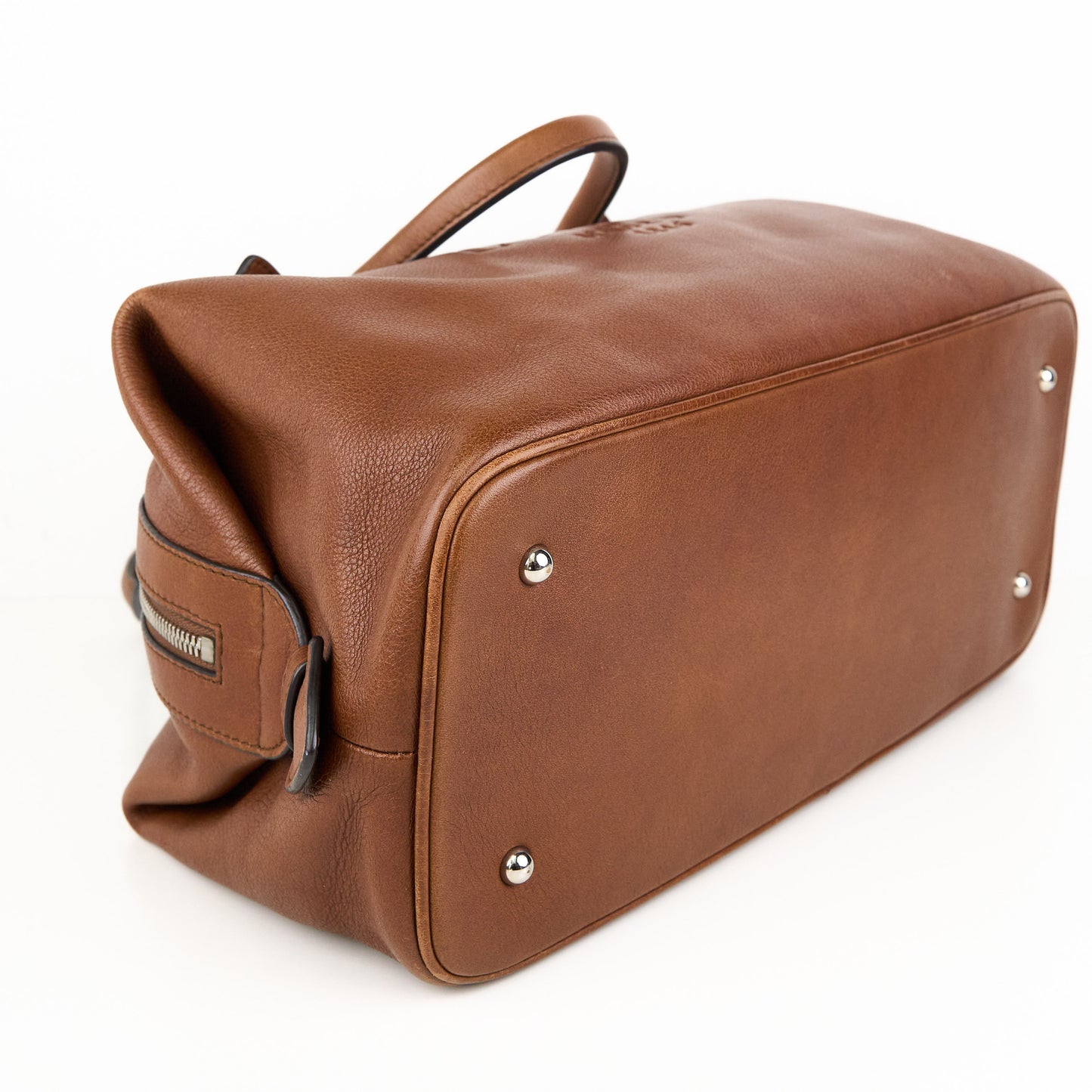 LOEWE| Brown Leather Boston Handbag Shoulder bag