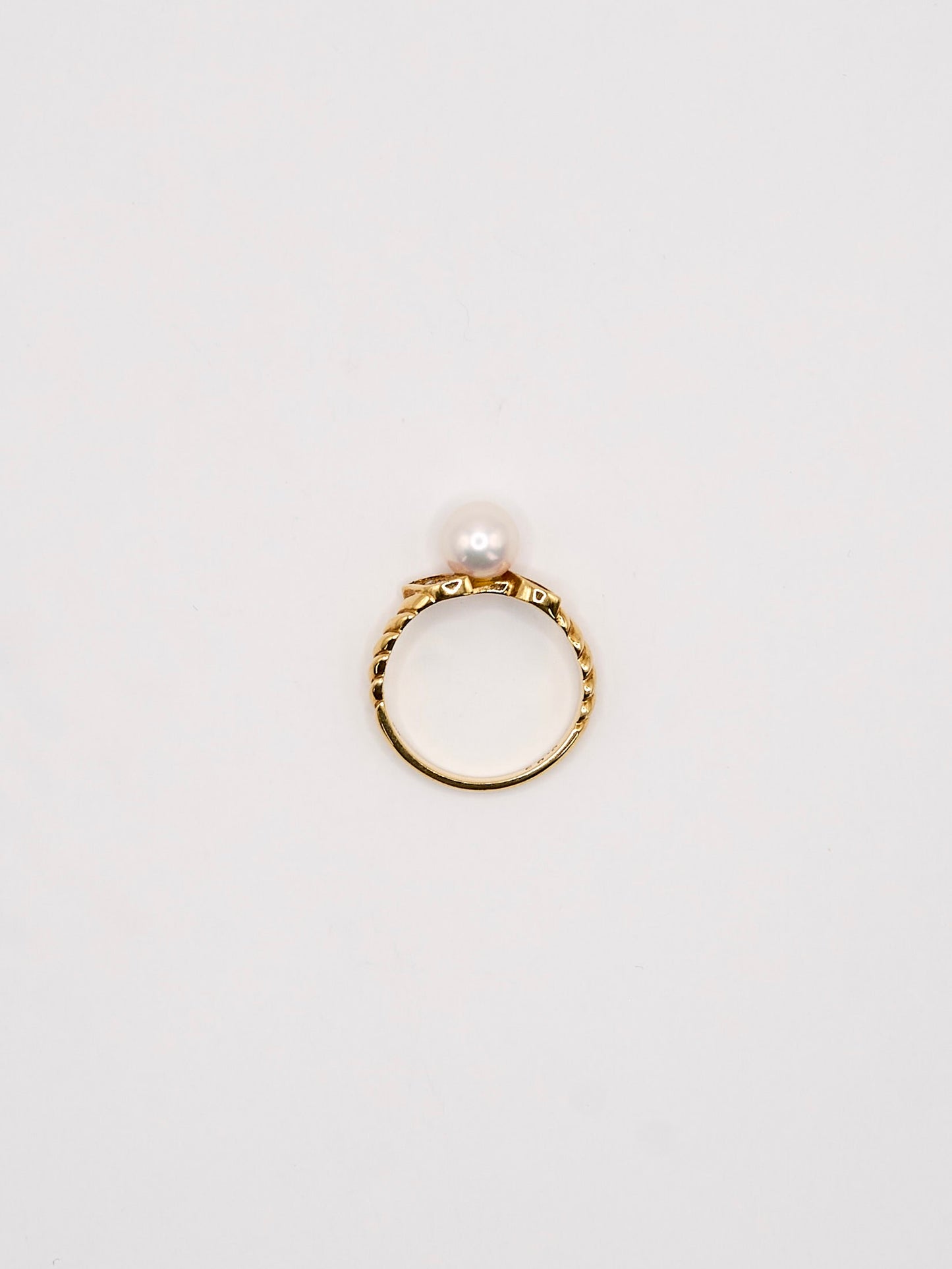 K18 6.8mm Akoya Pearl Diamond Ring #11