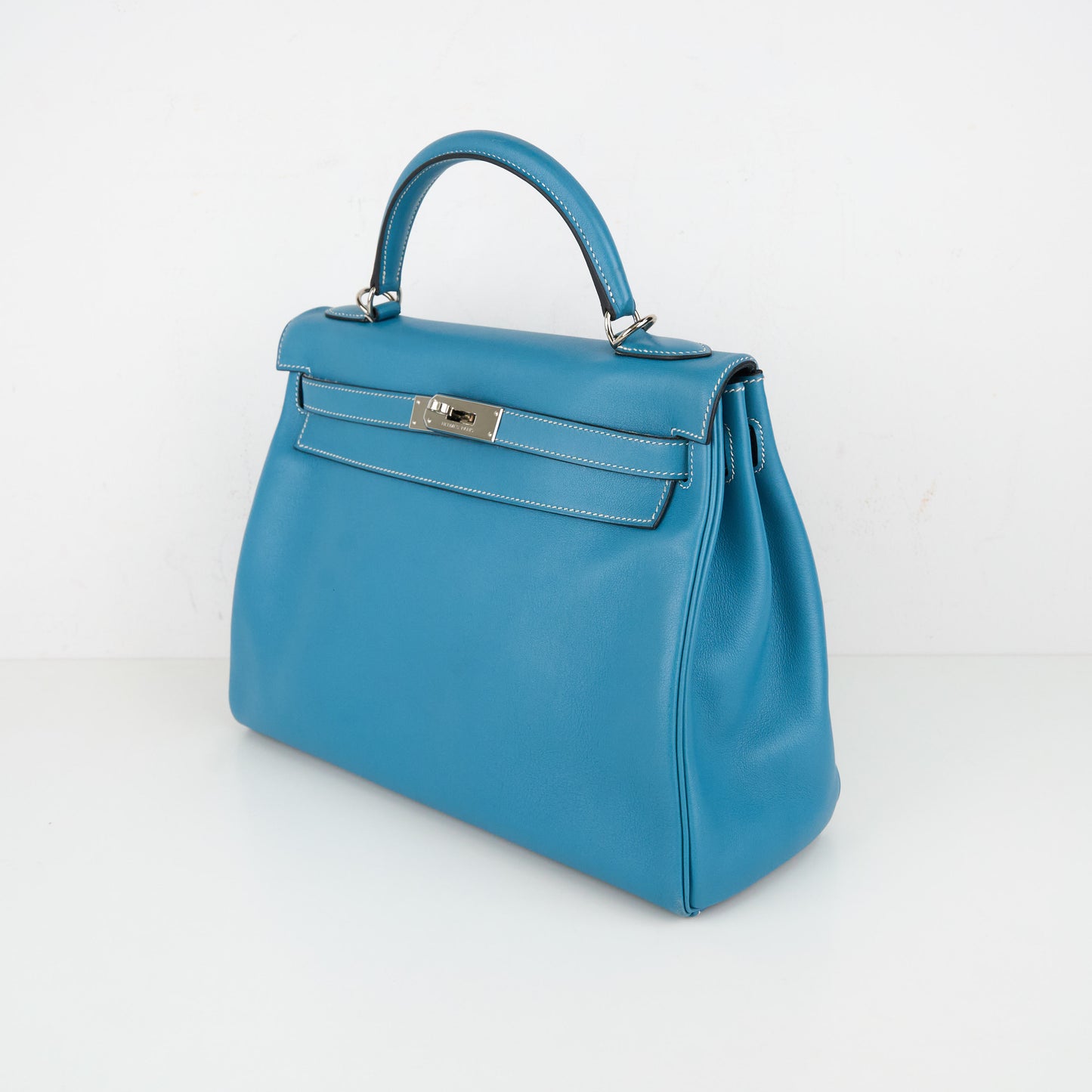 Hermes| Kelly 32 Handbag Blue Jean Swift 2005