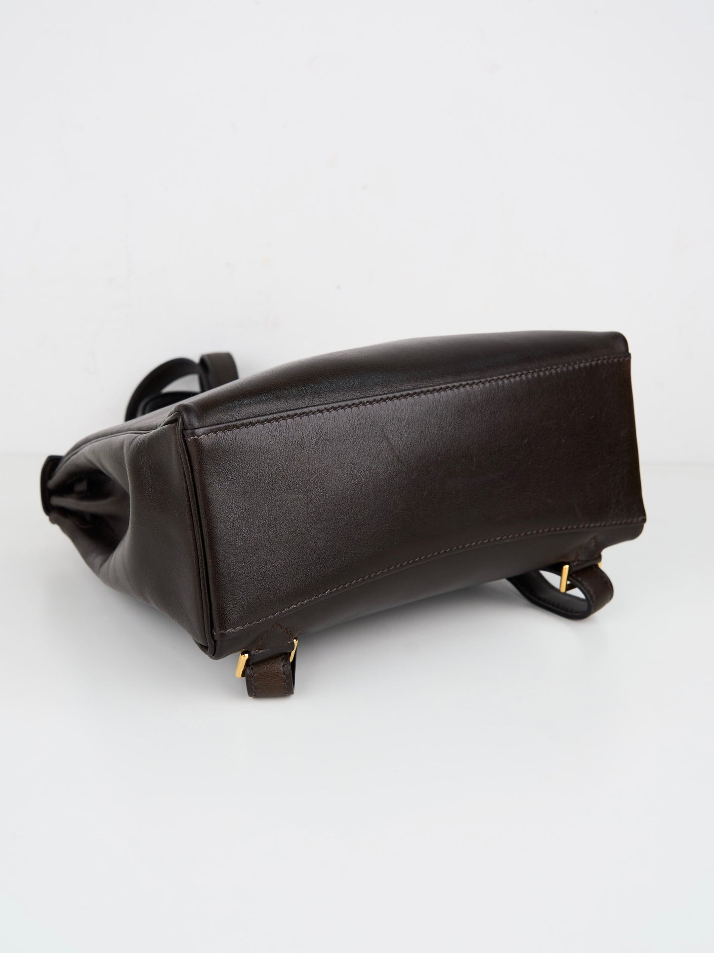 Hermes| Kelly Ado PM Backpack Chocolat Box Calf 1998