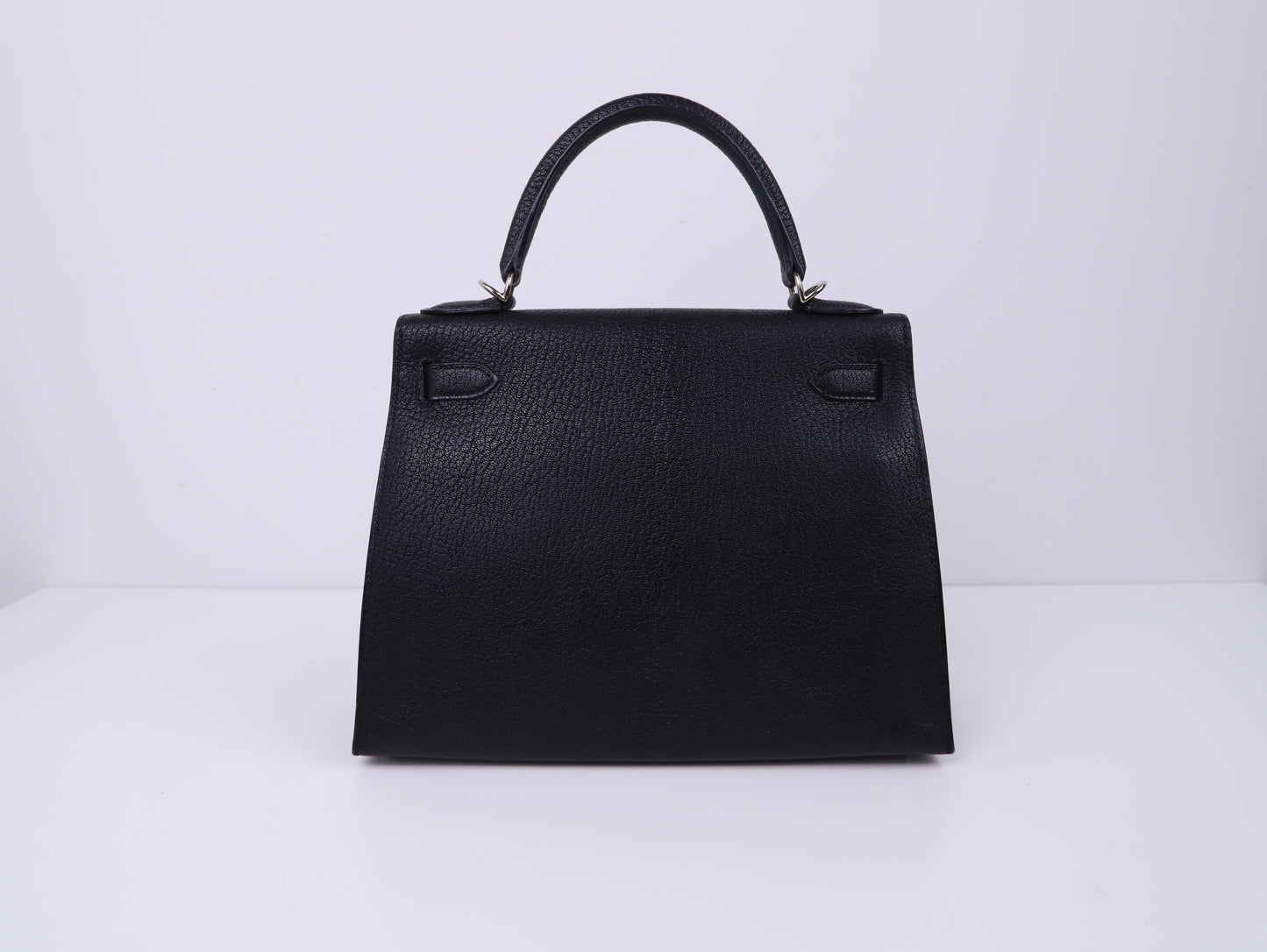 Hermes|Kelly 28黑色山羊皮手提包 口J 2006