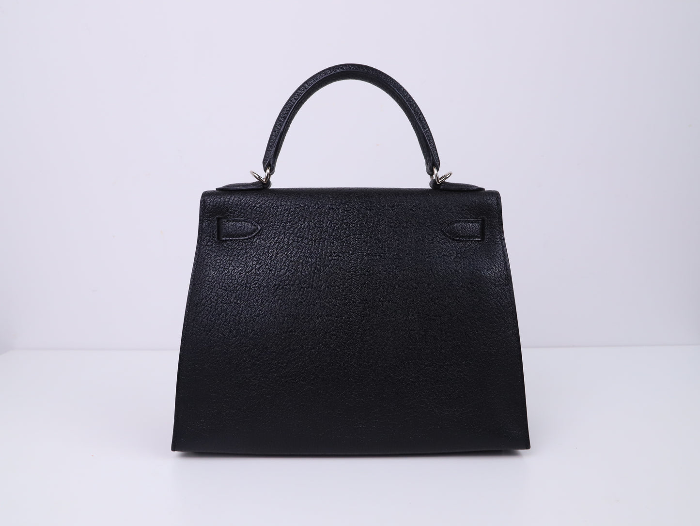 Hermes|Kelly 28黑色山羊皮手提包 口J 2006