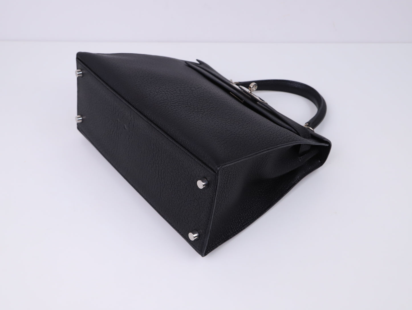 Hermes|Kelly 28黑色山羊皮手提包 口J 2006