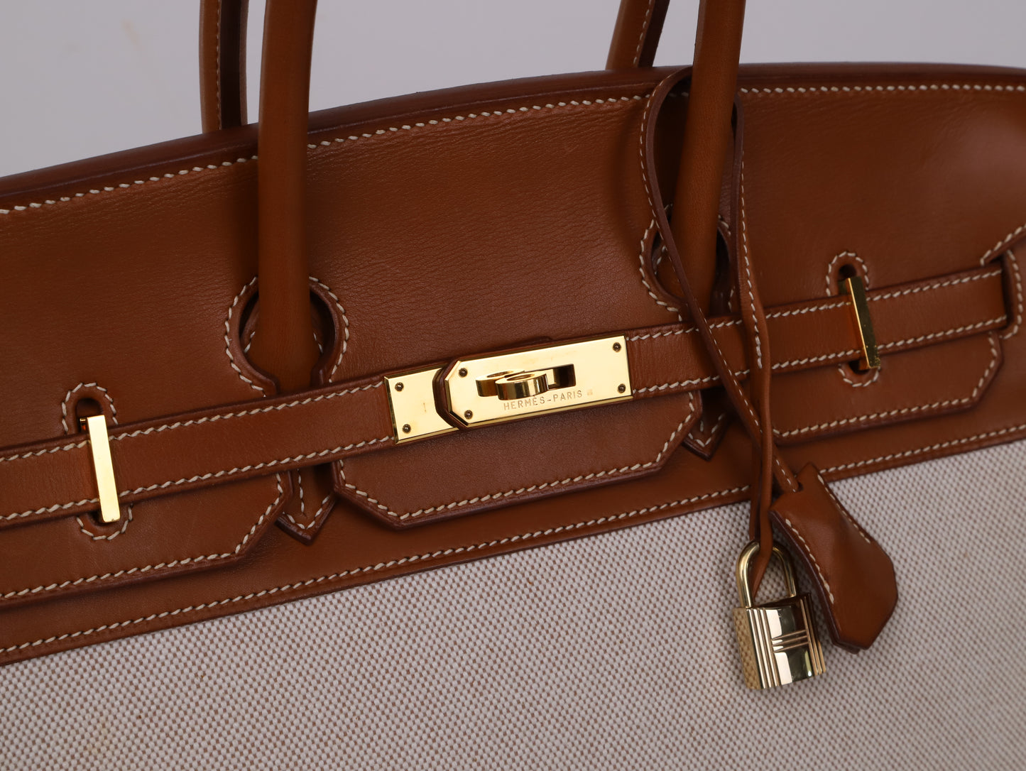 Hermes| Birkin 35 手提包 马鞍皮拼帆布 口E 2001
