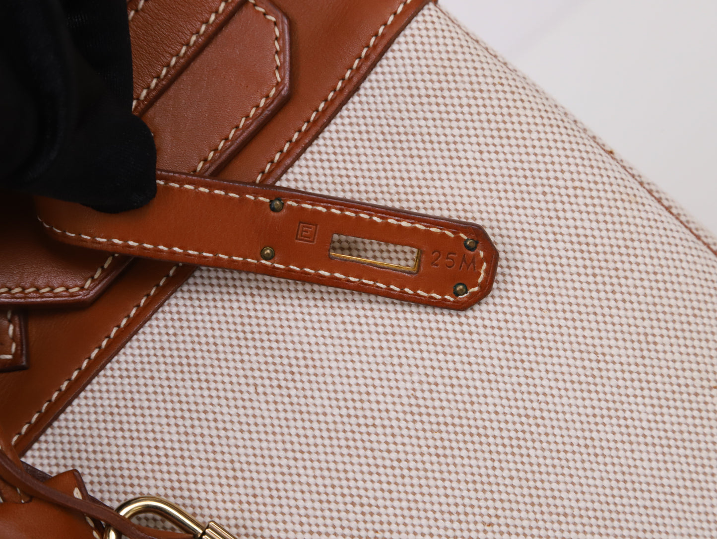 Hermes| Birkin 35 手提包 马鞍皮拼帆布 口E 2001