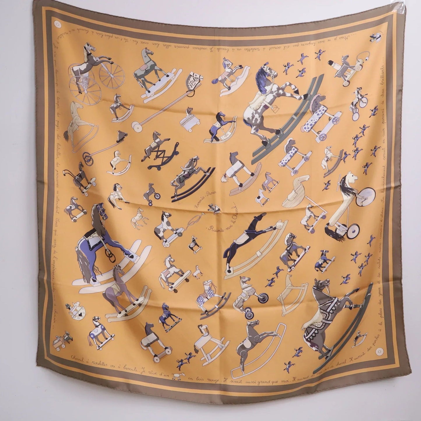 Hermes Silk Scarf Carre 90 Horse,full view