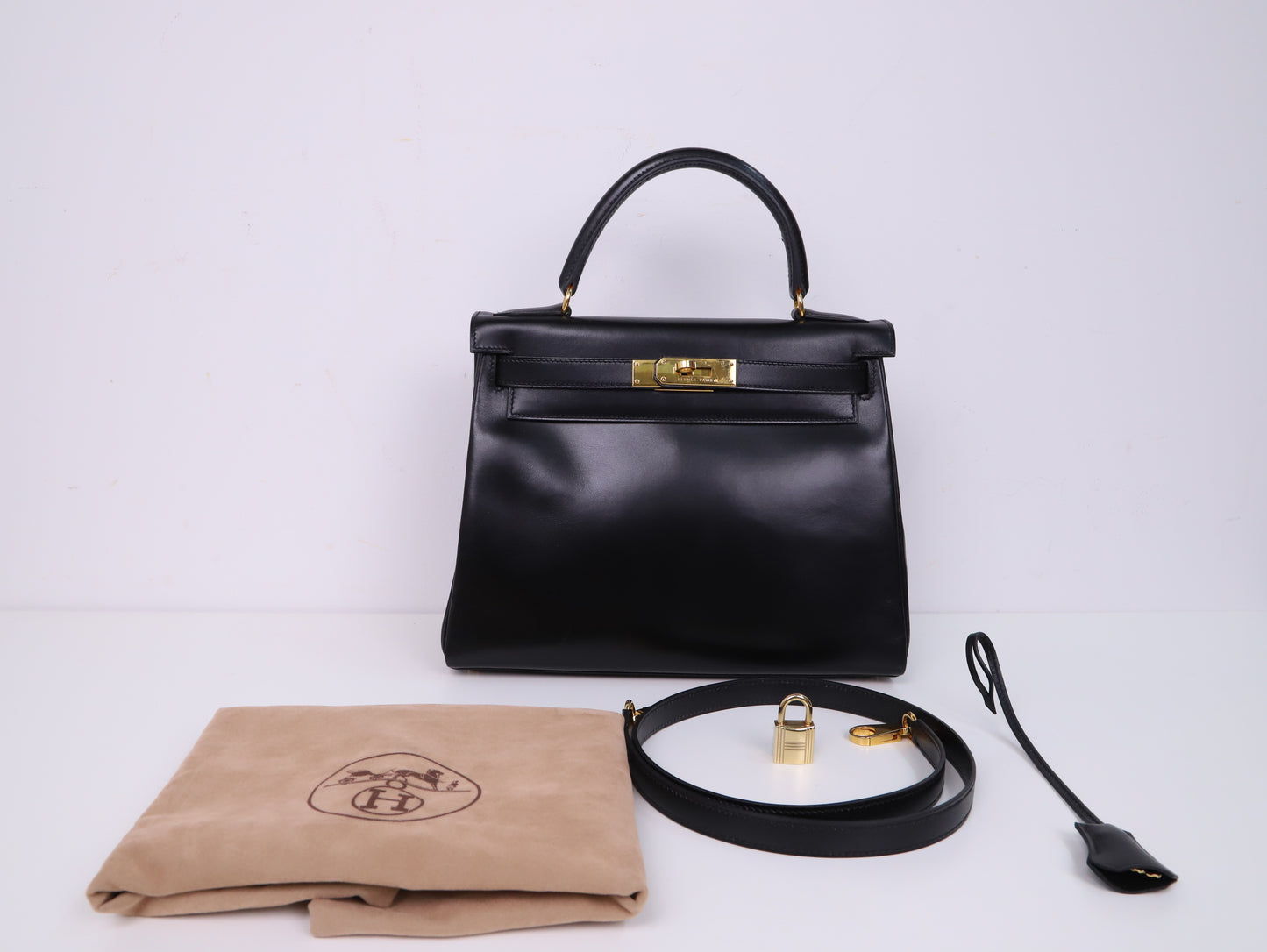 Hermes|Kelly28 手提包 Box 小牛皮 口C 1999