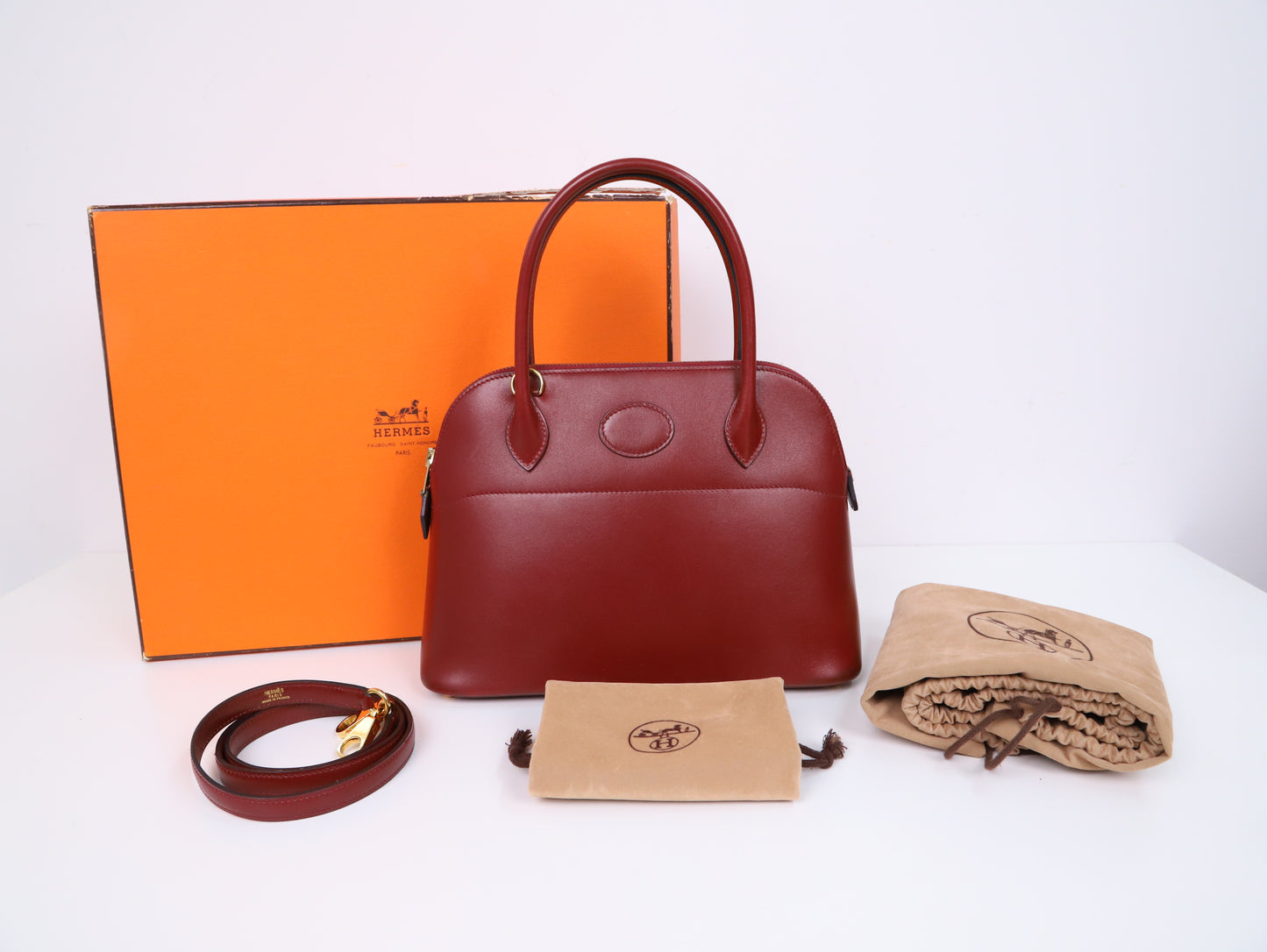 Hermes|Bolide 27 保龄球手提包 Box 小牛皮 口C 1999年