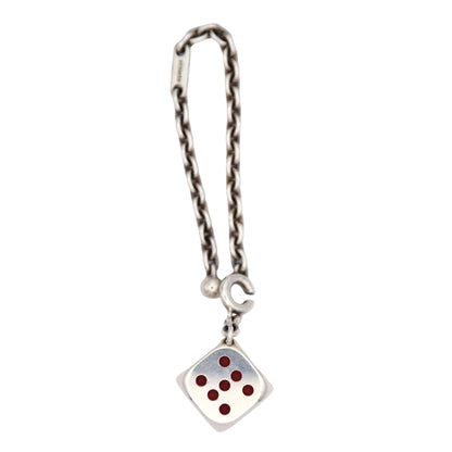 Hermes S925 Silver Cube Chain Key Holder / Bag Charm, front view