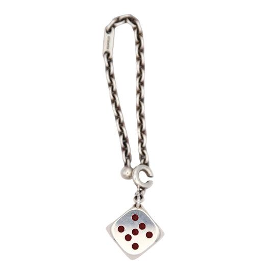 Hermes S925 Silver Cube Chain Key Holder / Bag Charm, front view