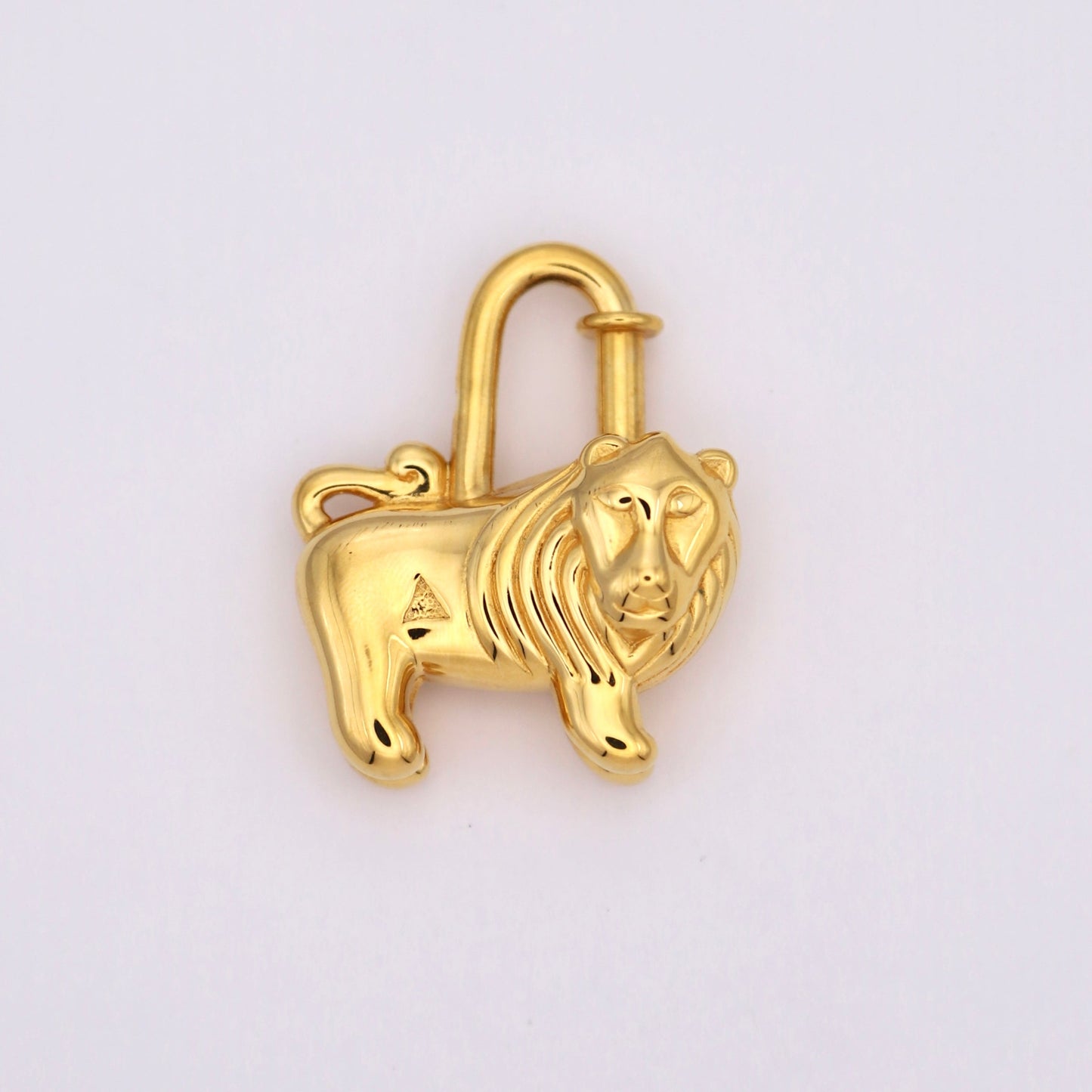 Hermes 1997 Limited Lion Cadena Padlock Gold Plated，front view