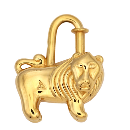 Hermes 1997 Limited Lion Cadena Padlock Gold Plated， front view