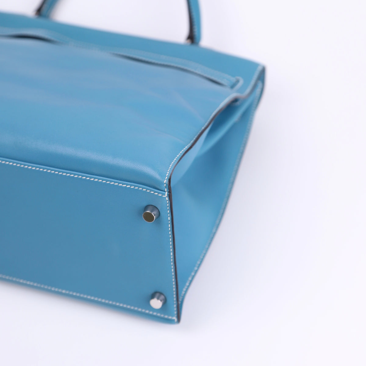 Hermes Kelly Flat 35 in Swift Blue Jean 2007 PHW,corner4