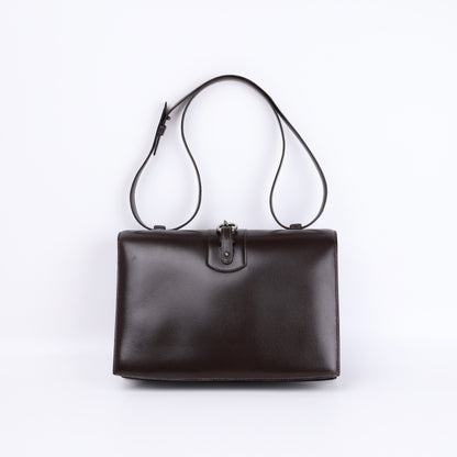 Hermes Sterling Silver Chaine d'Ancre Bag in Box Calf Ebene 1972, back view