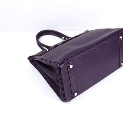 Hermès Birkin 30 Handbag in Chèvre Raisin/Lilas, corner  view 1 