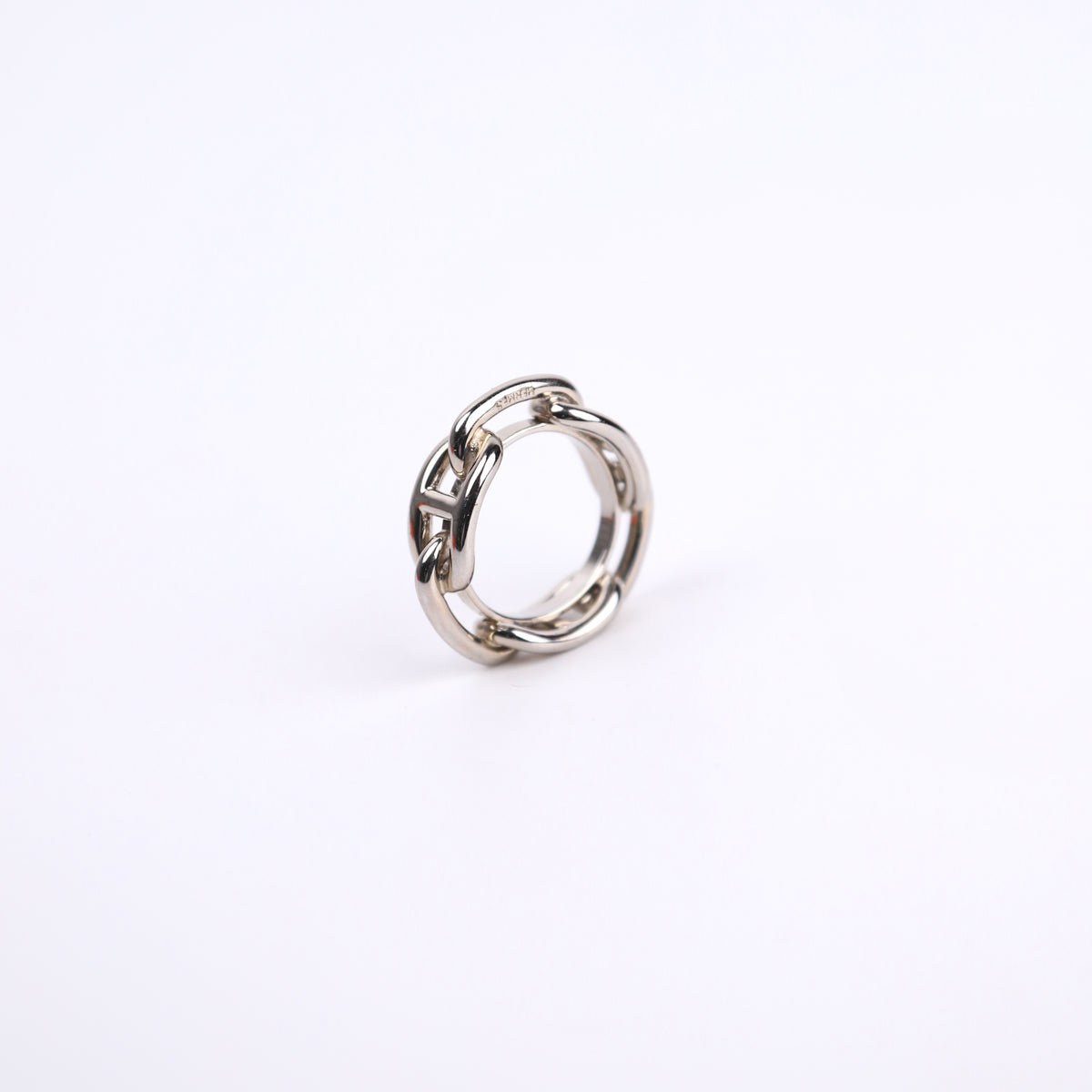Hermes Sliver Metal Chaine Dancre Ring scarf,right side