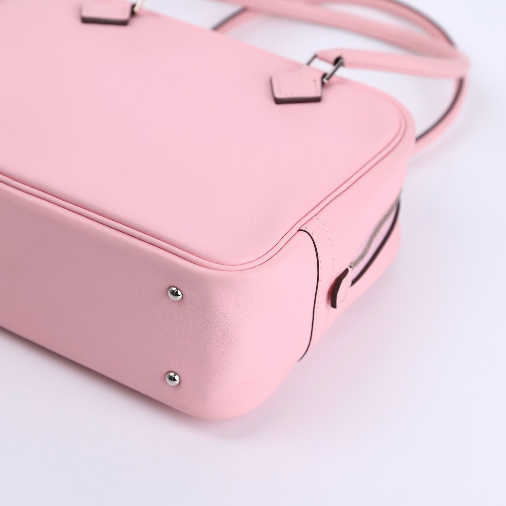 Hermes Plume Mini Handbag Plume in Rose Sakura Swift 2015, corner4