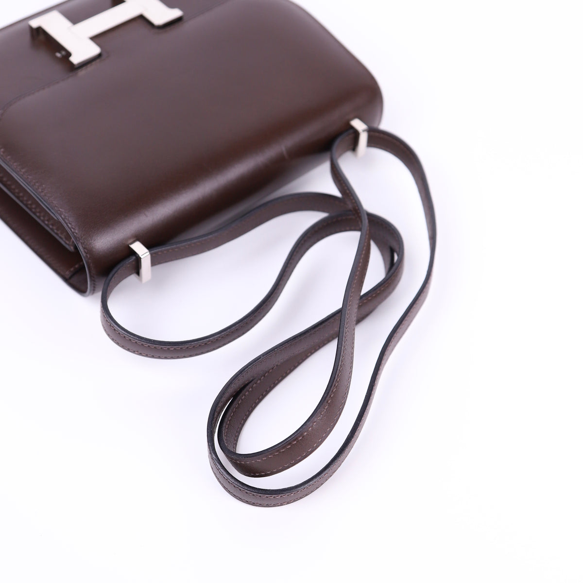 Hermes Constance 19 Shoulder Bag in Box-Calf Chocolat 2016 PHW, shoulder strap