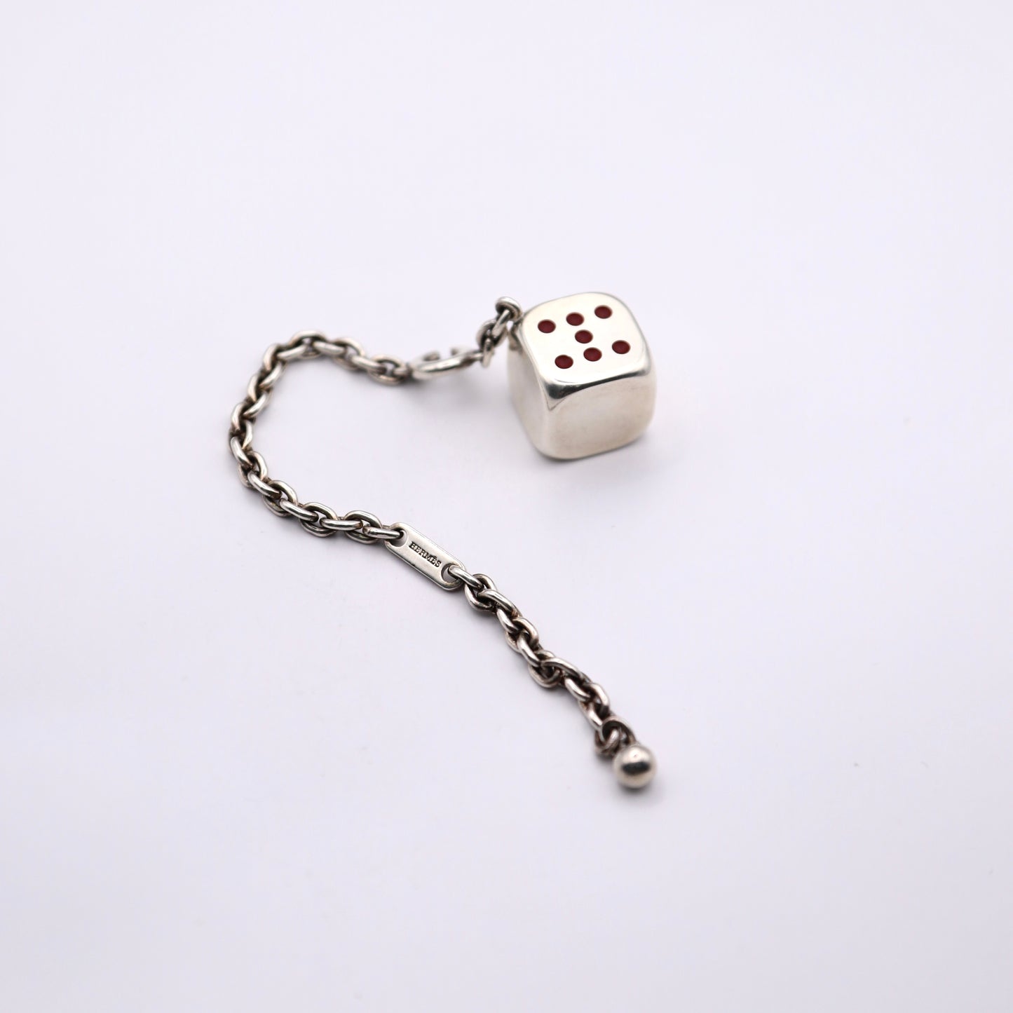 Hermes S925 Silver Cube Chain Key Holder / Bag Charm, chain,  logo