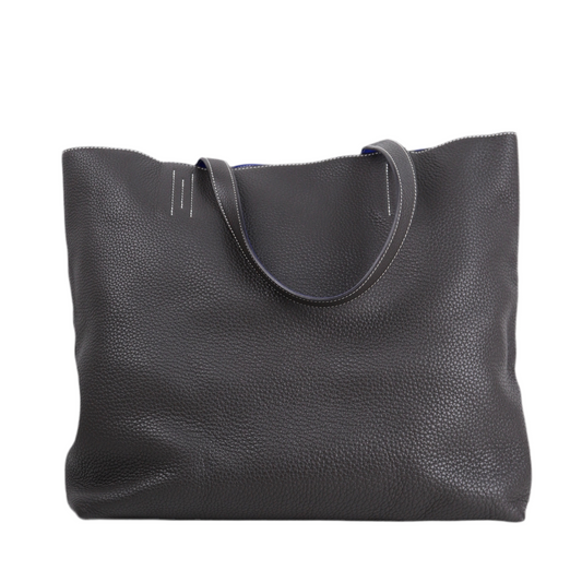 Hermes｜ Double Sens Reversible Tote bag Etain/ Blue Electric Togo 2010