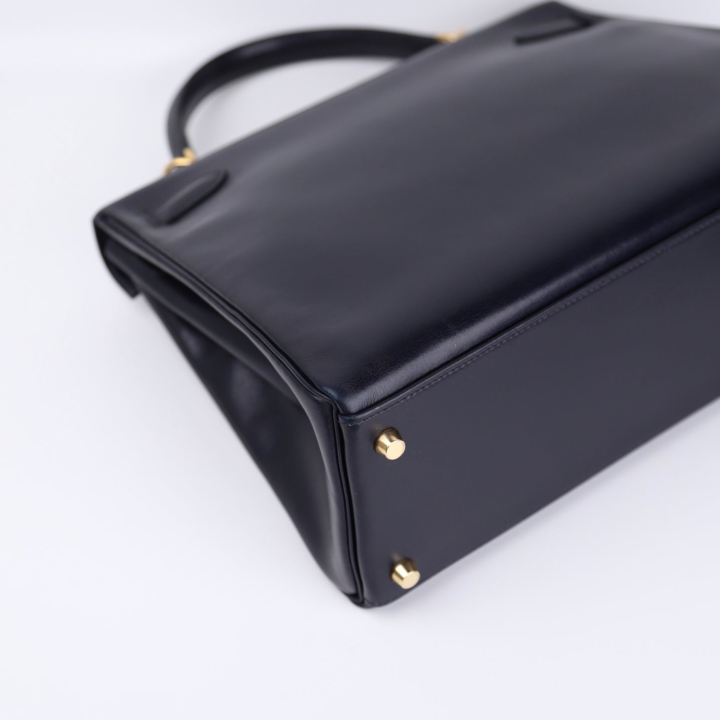 Hermes Kelly 32 in Box Calf Blue Marine 2000,corner3