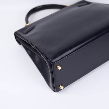 Hermes Kelly 32 in Box Calf Blue Marine 2000,corner3