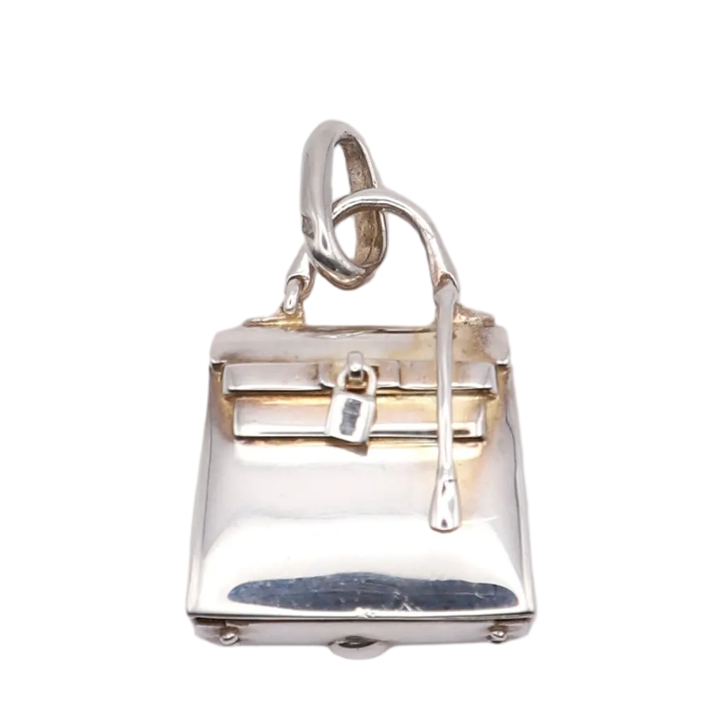 Hermes S925 Silver Kelly Bag Motif Pendant Top，front view