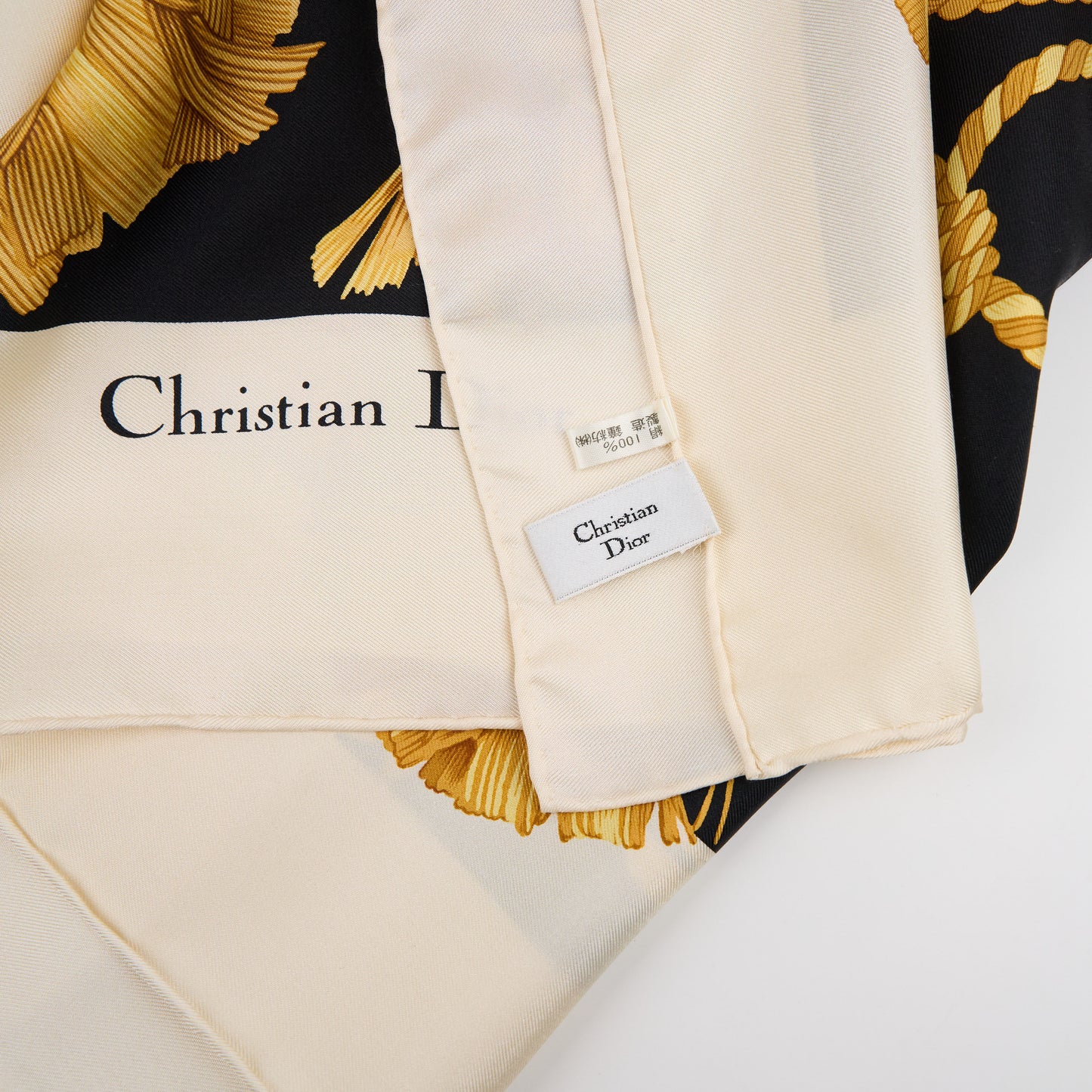 Christian Dior | Black Silk Logo Scarf