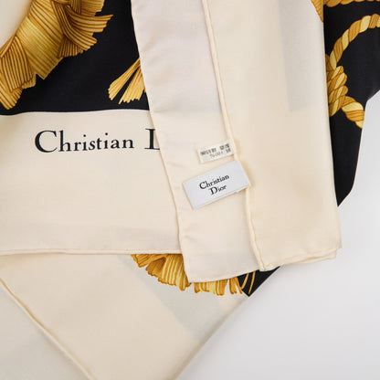 Christian Dior | Black Silk Logo Scarf