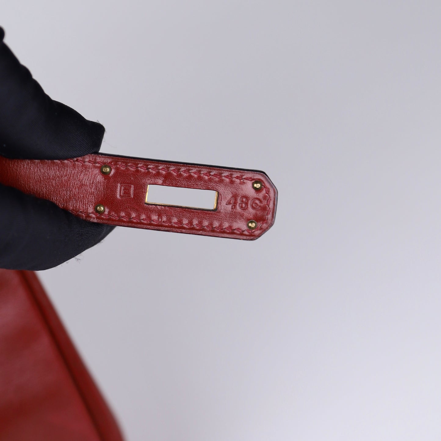 Hermes Kelly 28 Handbag in Box calf  Rouge H 2001, year stamp square E