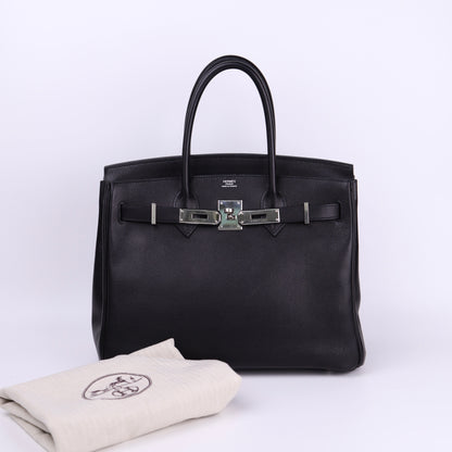 Hermes Birkin 30 in Evercolor Black 2008 PHW, full view