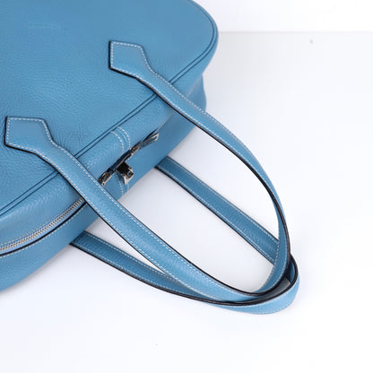Hermes｜ Victoria 35 Handbag Taurillon Clemence Blue Jean 2007