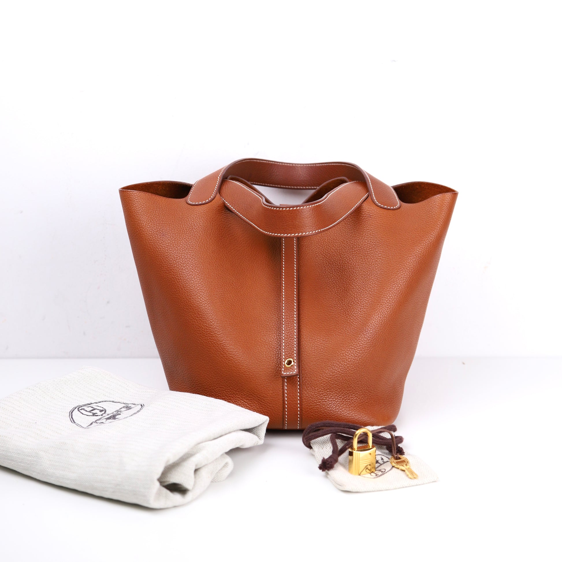 Hermès Picotin MM Fauve Barenia Faubourg ,Full view