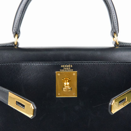 Hermes｜ Kelly 28  Black box calf  Handbag 1994