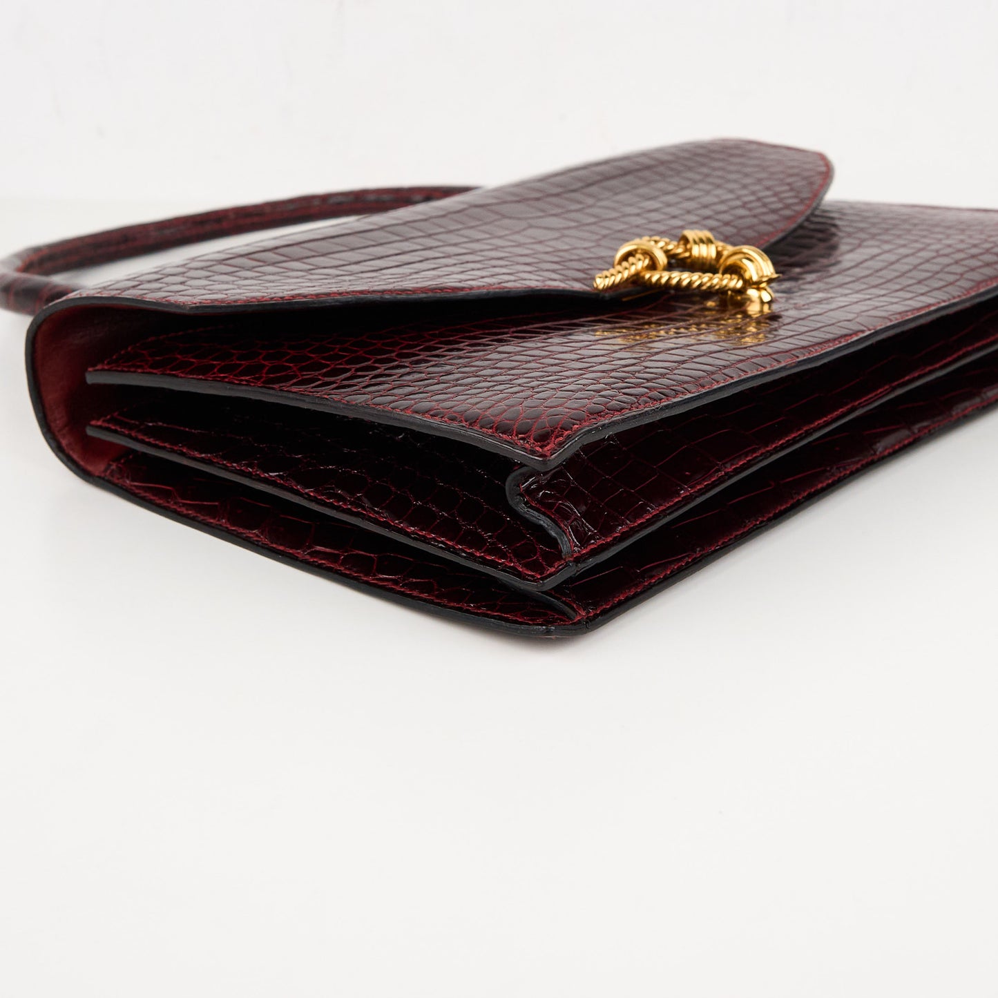 Hermes｜Cordeliere Vintage Handbag Burgundy Crocodile  1982