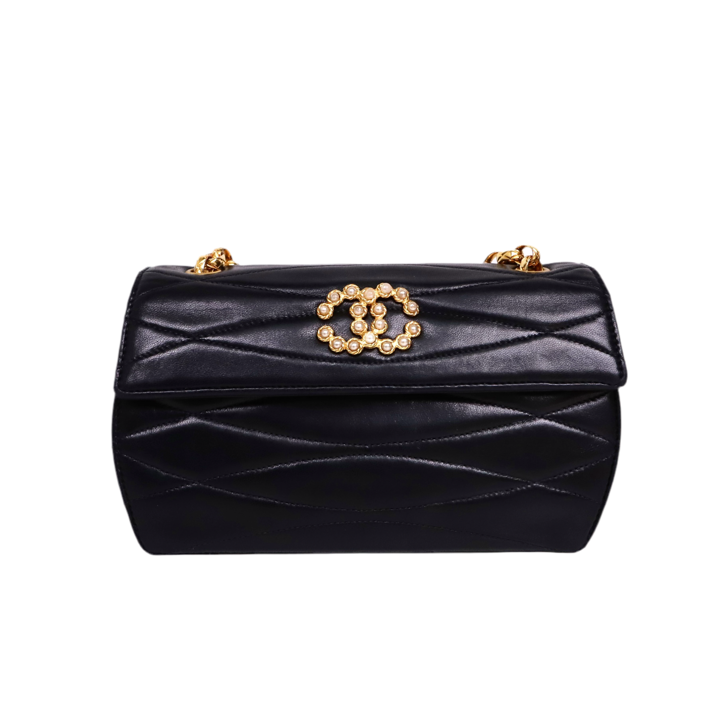 Chanel｜pearl Logo Chain Shoulder Bag Black